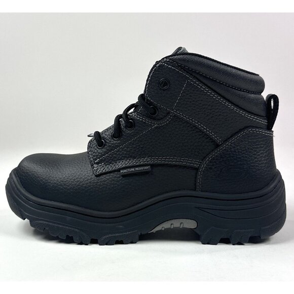Skechers Work Burgin Tarlac Steel Toe Boot Mens Wide Fit Black Leather Safety - Picture 6 of 10